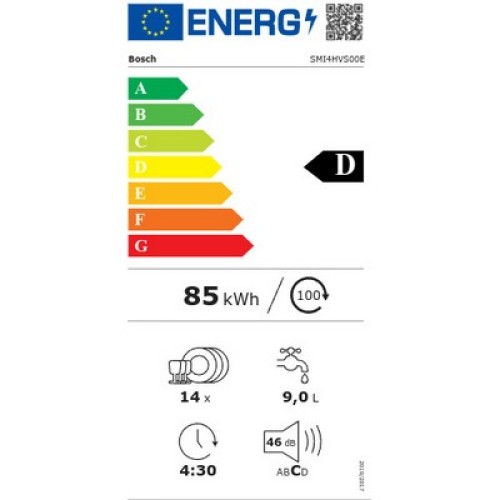 ΠΛΥΝΤΗΡΙΟ ΠΙΑΤΩΝ ΕΝΤΟΙΧΙΖΟΜΕΝΟ 60CM BOSCH SMI4HVS00E PLUS INOX D 14ΣΕΡΒ (3ο ΡΑΦΙ / Wi-Fi / 5ΕΤΗ ΕΓΓΥΗΣΗ)
